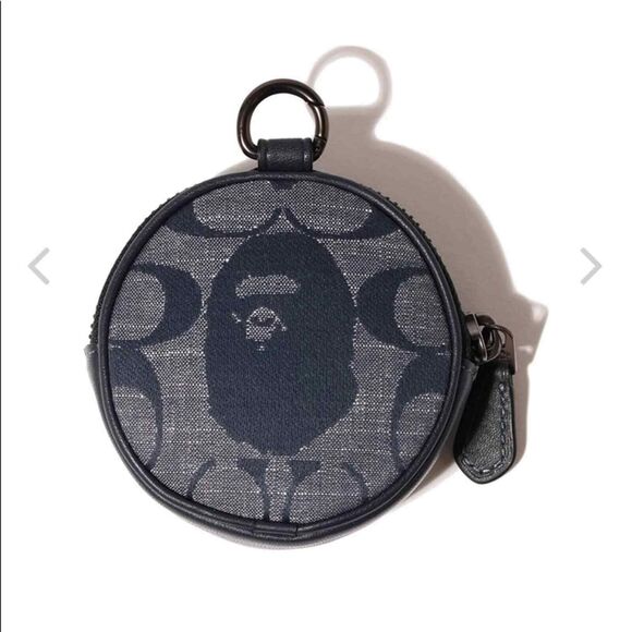 BAPE X COACH COIN CASE NAVY RARE LIMITED JAPAN - Picture 1 of 2
